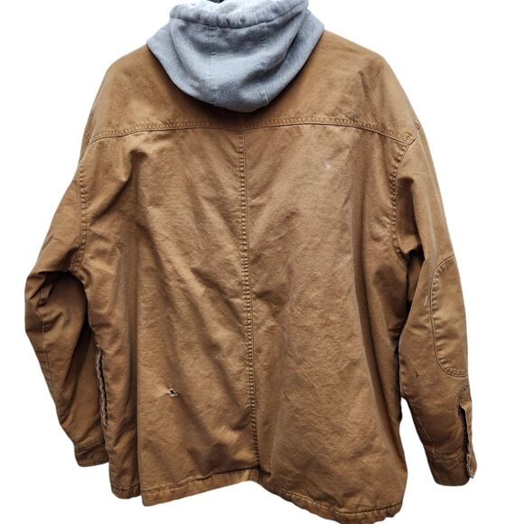 Dickies Hooded Work Jacket Mens 2XL Tan Gray Quilted Lining Workwear Casual - Picture 3 of 15